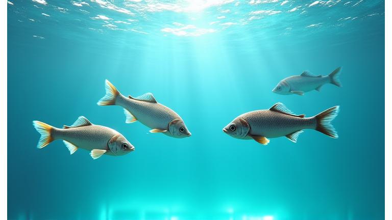Healthy fish swimming in a clean aquaculture tank